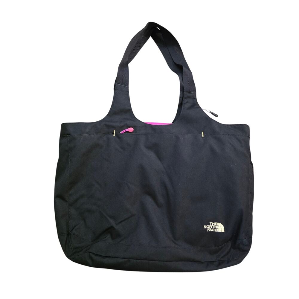 The North Face Talia Tote Bag Black Pink Trim Yoga Mat Holder Gym Travel Laptop
